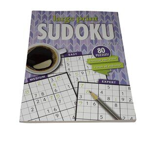 Large Print Sudoku Puzzle Book – 80 Puzzles Easy to Expert Brain Games